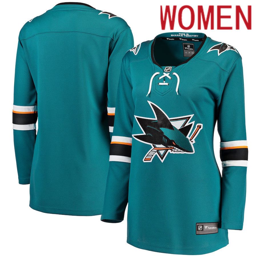Women San Jose Sharks Fanatics Branded Teal Breakaway Away NHL Jersey->women nhl jersey->Women Jersey